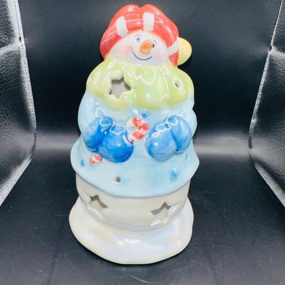 NWT Yankee Candle Christmas Snowman Tea Light Holder 2001 - Picture 1 of 7